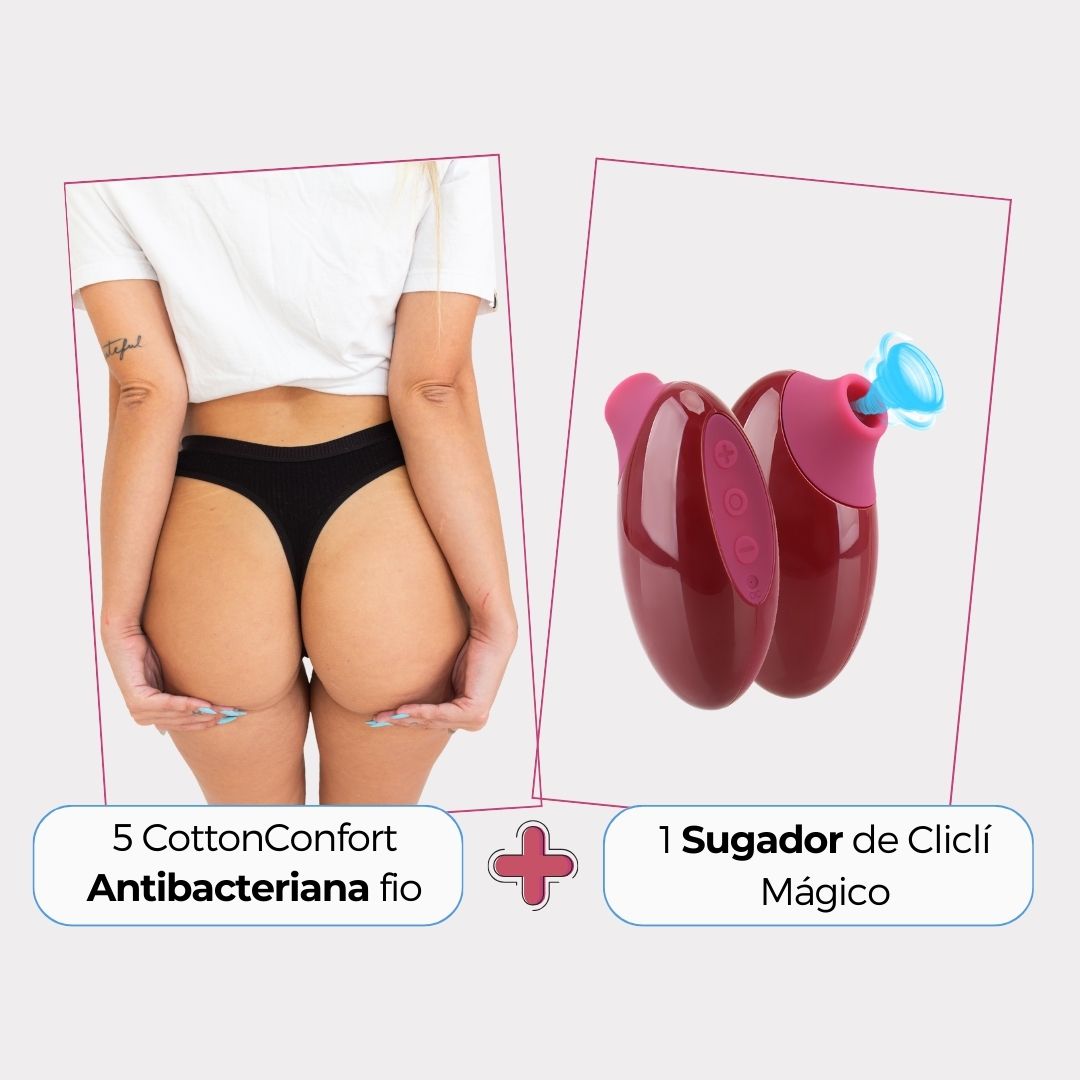 [COMBO MAKE LOVE-  EXCLUSIVO MÊS DO AUTOCUIDADO] 5 CottonConfort + Sugador de Clicli Recarregável