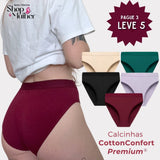 [LANÇAMENTO! PROMOÇÃO COMPRE 3 LEVE 5] Calcinha CottonConfort PREMIUM® Cós Médio - [FRETE GRÁTIS]