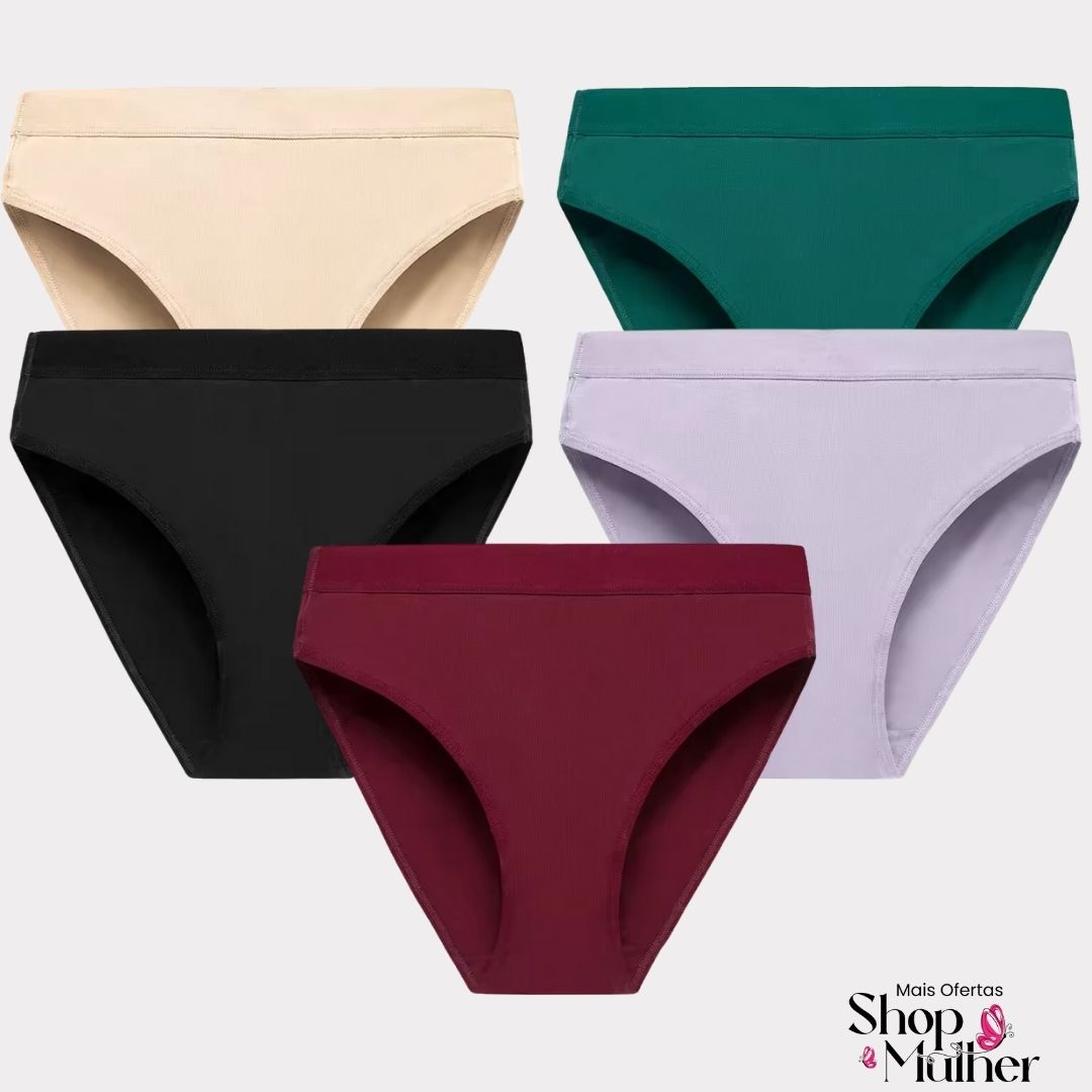 [LANÇAMENTO! PROMOÇÃO COMPRE 3 LEVE 5] Calcinha CottonConfort PREMIUM® Cós Médio - [FRETE GRÁTIS]